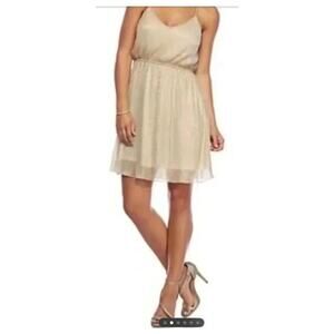 Esley Metallic Gold Champagne Racerback Dress Size Small